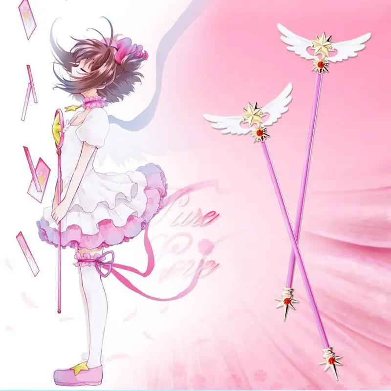 

Anime Card Captor Sakura Clear Card Kinomoto Wings Model Mini Magic Wand Cosplay Toy Fans Gift Collection