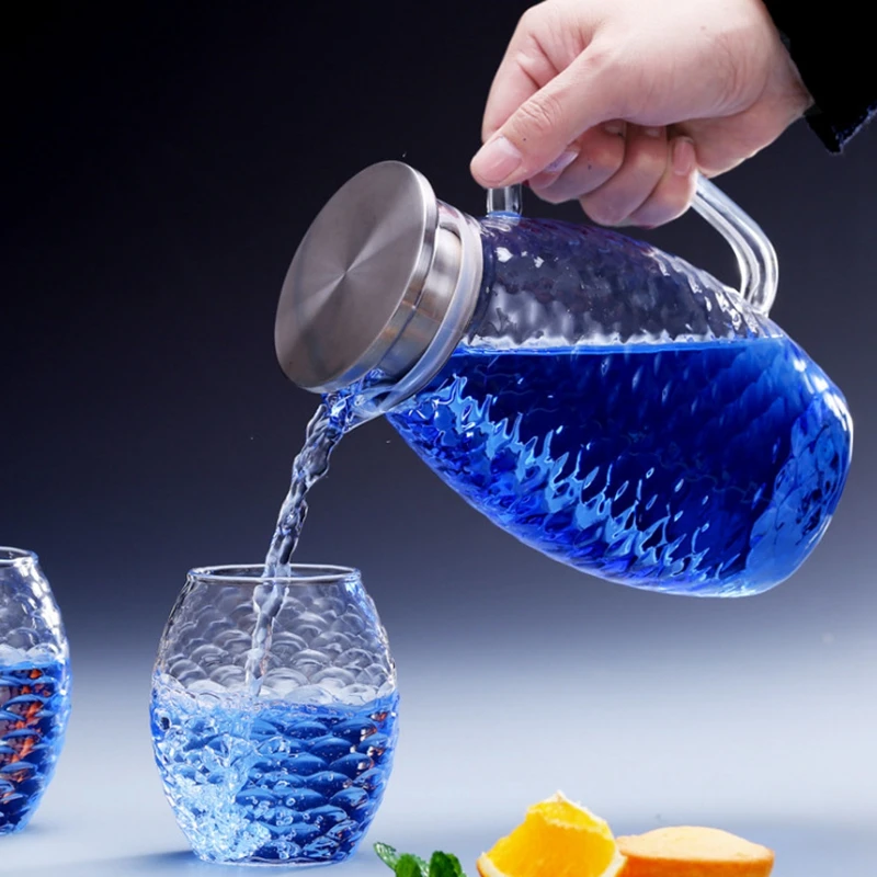 1.5L/2L форма рыбьей чешуи стеклянный набор водяного кувшина Cha чайный горшок кувшин