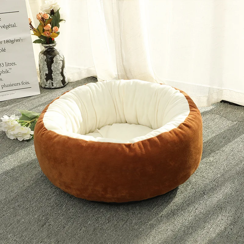  New Soft Warm Cat Bed Comfortable Round Kennel For Pet Puppy Top Quality Cat Sleeping Warm Nest Mat