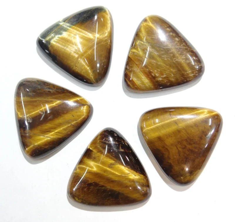 

30pcs Natural Tiger Eye Stone Gold Colour Sand Quartz Crystal Agates Cabochon 25mm Triangle Shape No Hole for DIY Jewelry Making