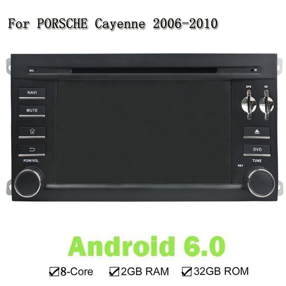 الروبوت 6.0 ثمانية النواة رام 2 جرام rom 32 جرام car dvd player فيديو wifi can bus 2 الدين gps نافي راديو لبورشه كايين 2006-2010