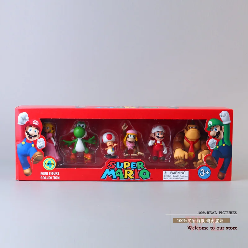 Super Mario Bros Peach Daisy Toad Mario Luigi Wario Yoshi Koopa Donkey Kong PVC Action Figure Toys Dolls 6pcs/set 5 Types Super Mario Bros Peach Daisy Toad Mario Luigi Wario Yoshi Koopa Donkey Kong PVC Action Figure Toys Dolls 6pcs/set 5 Types