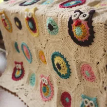 hot sale white owl pattern DIY original Hand hooked fashion crochet blanket cushion felt pastoral style