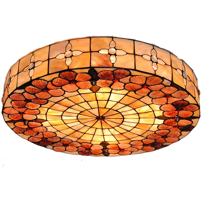Us 229 99 Tiffany Style Stained Glass Ceiling Lamp Modern Vintage Flower Pattern Shade Flsh Mount Light Dining Room Bedroom Lighting Cl260 In