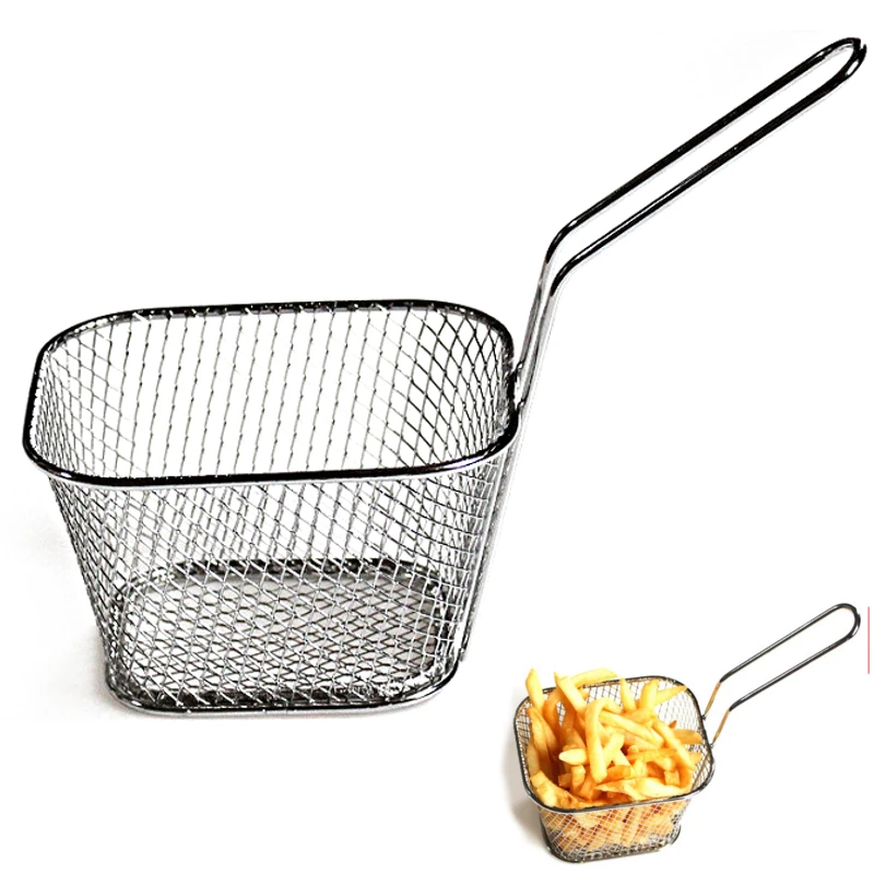 1Pcs Chips Fry Baskets Stainless Steel Fryer Basket Strainer Serving