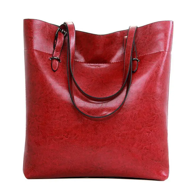 European High Quality Genuine Leather Women Bag Bucket Shoulder Bags
