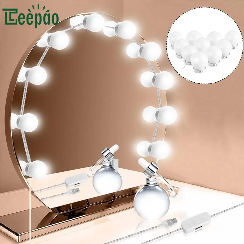 

Hollywood Style LED Vanity Mirror Fill Lights Kit with Dimmable Light Bulbs Lighting Fixture Strip for Makeup Vanity Table Set