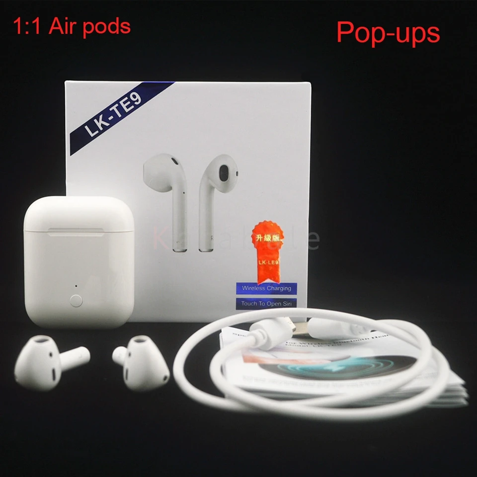 

2019 New LK-Te9 Pro 1:1 wireless earphones Bluetooth 5.0 wireless headset automatic Bluetooth support iphone7 x pop-up function
