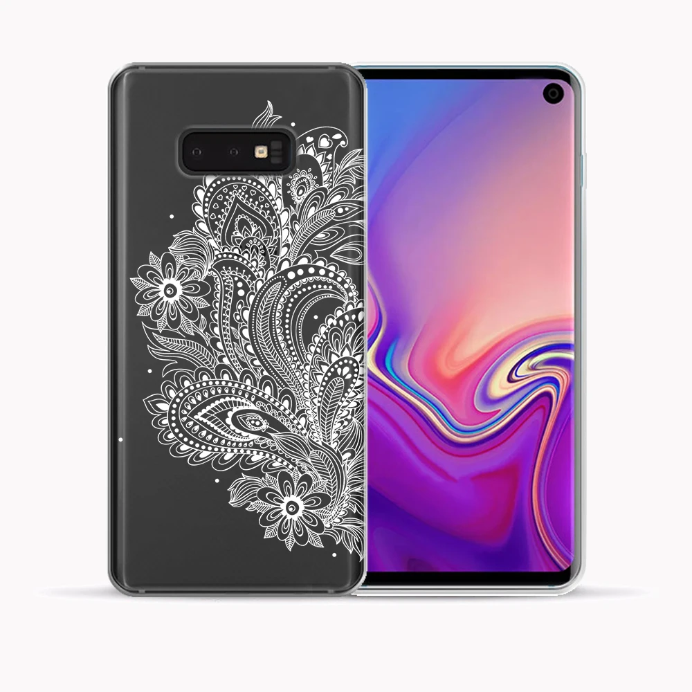 Мягкий чехол из ТПУ с рисунком мандалы и кружевами для Samsung Galaxy S10 Plus E цветочным