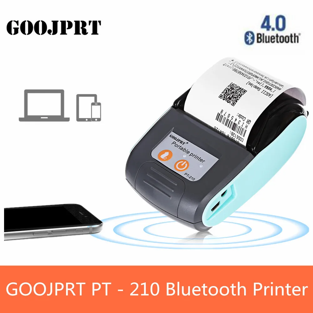 

GOOJPRT PT - 210 58MM 203DPI Bluetooth Thermal Printer Wireless Portable Printer Receipt Machine for Windows Android iOS