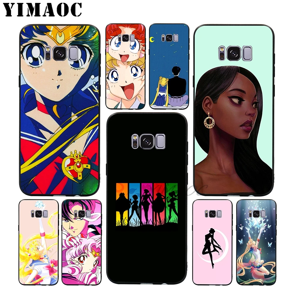 YIMAOC Sailor Moon Afro Girl Soft Case for Samsung Galaxy S10 S10e S9 S8 A6 Plus S7 S6 Edge A7 A5 A3 J6 Note 9 8 |