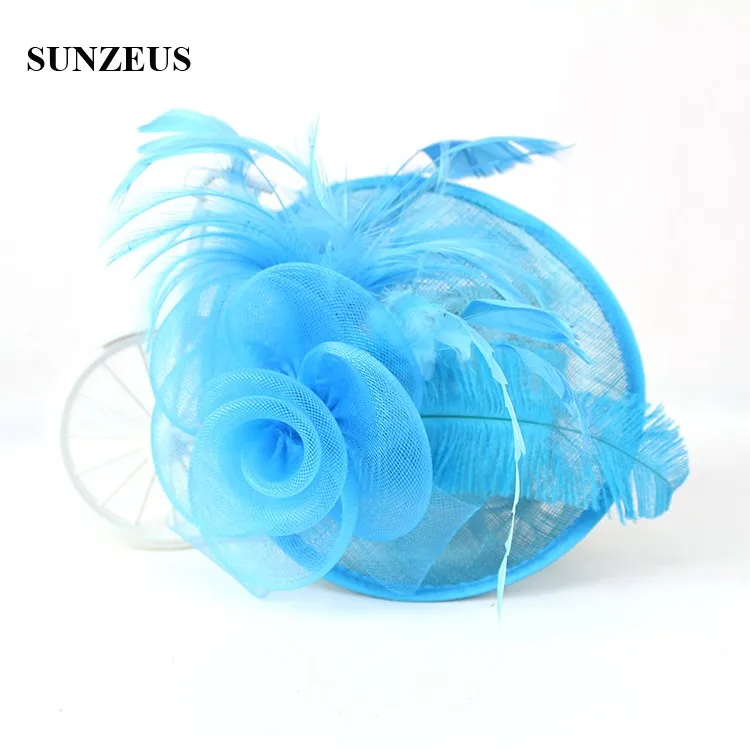 Новое поступление льняные Свадебные шляпы сетчатые Цветочные перья вечерние аксессуары для волос для свадьбы очарование SQN034