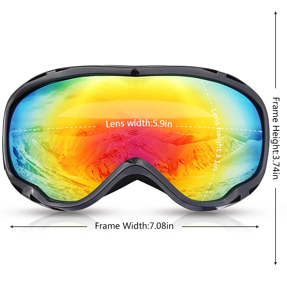 نظارات نظارات التزلج على الجليد الثلج نظارات الرجال النساء التزلج UV400 حماية يندبروف الثلوج التزلج مكافحة الضباب مزدوجة طبقات