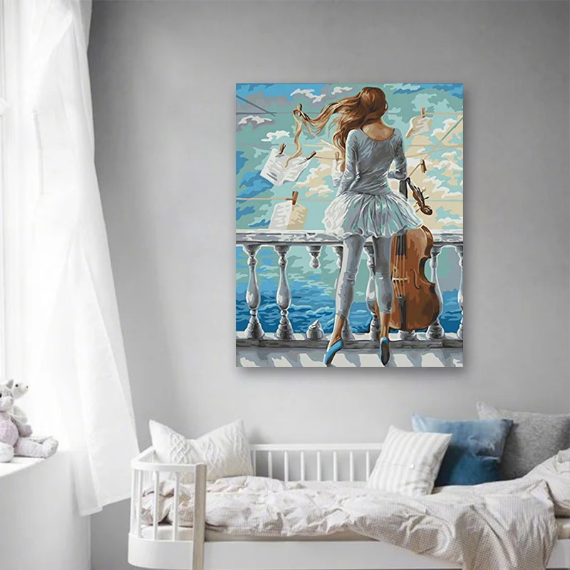 

Violin flower art painting king DIY home decor painting Chinese style living room porch study home decoration painting