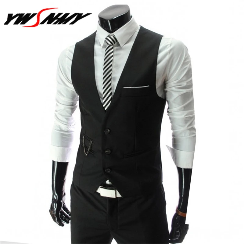 

New Arrival Formal Business Dress Vests For Men's Slim Fit Mens Suit Vest Male Waistcoat Gilet Homme Casual Sleeveless Jacket