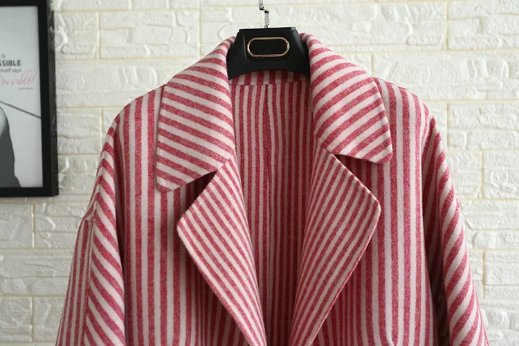 100 Haute Laine Manteau Nouveau De Survêtement Qualité Femelle 2018 Hiver Femmes Automne Rayé Main Lâche Mode wfqEzdxgn