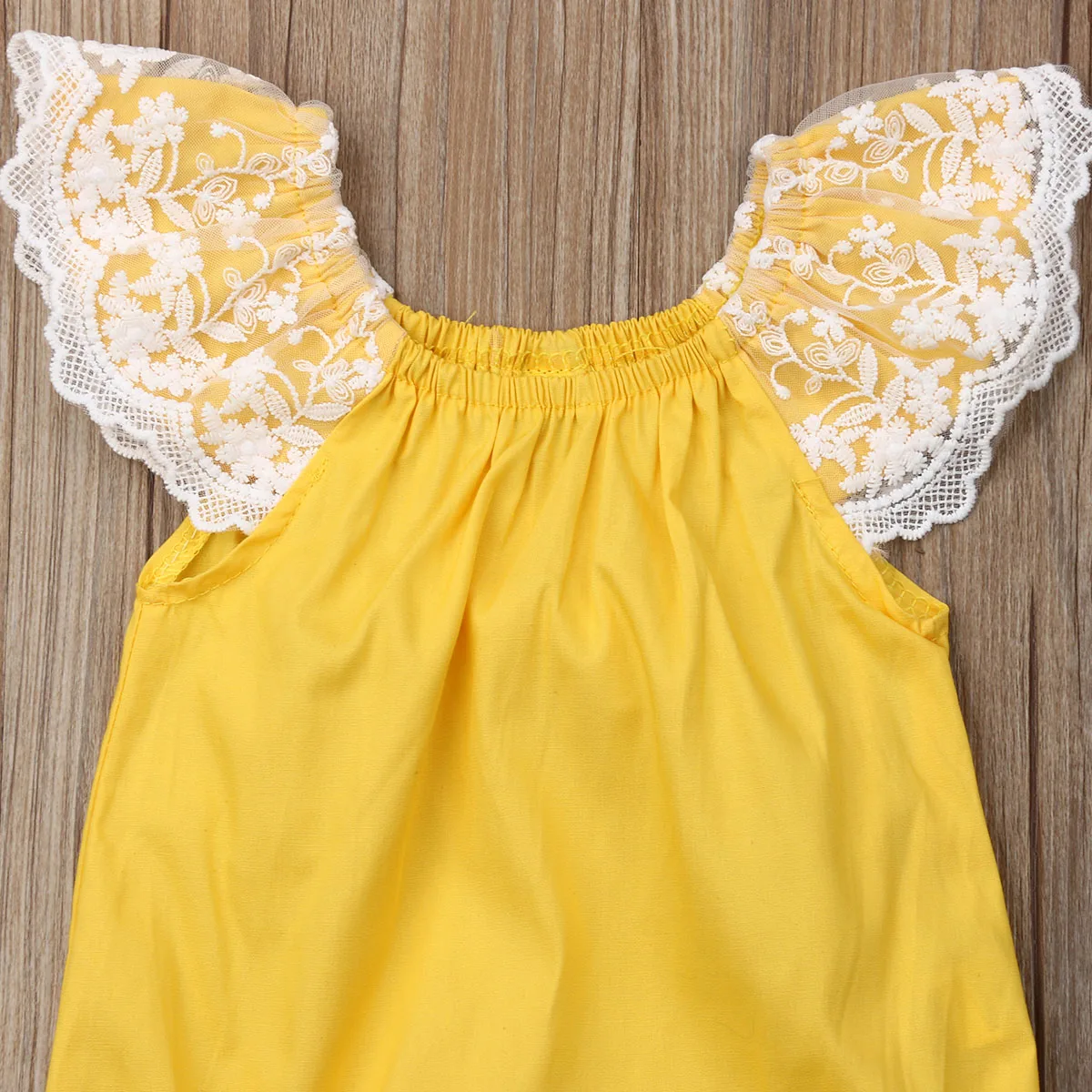 Summer Toddler Baby Girl Kids Lace Patchwork O Neck Lovely Fashion Romper Jumpsuit Outfit Clothes 2PCS
