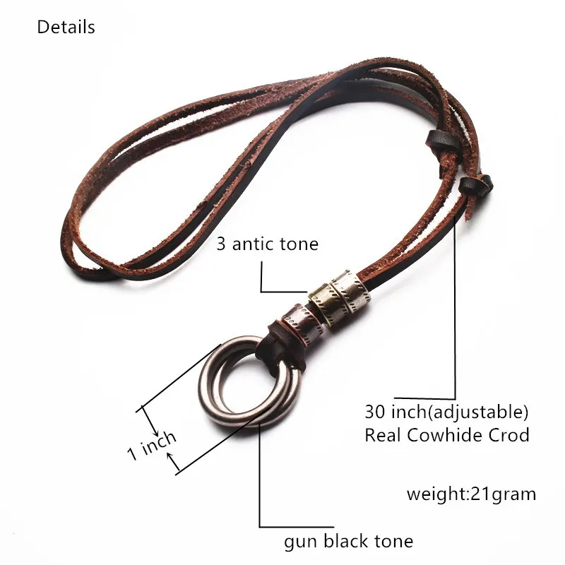 size details of leather necklace