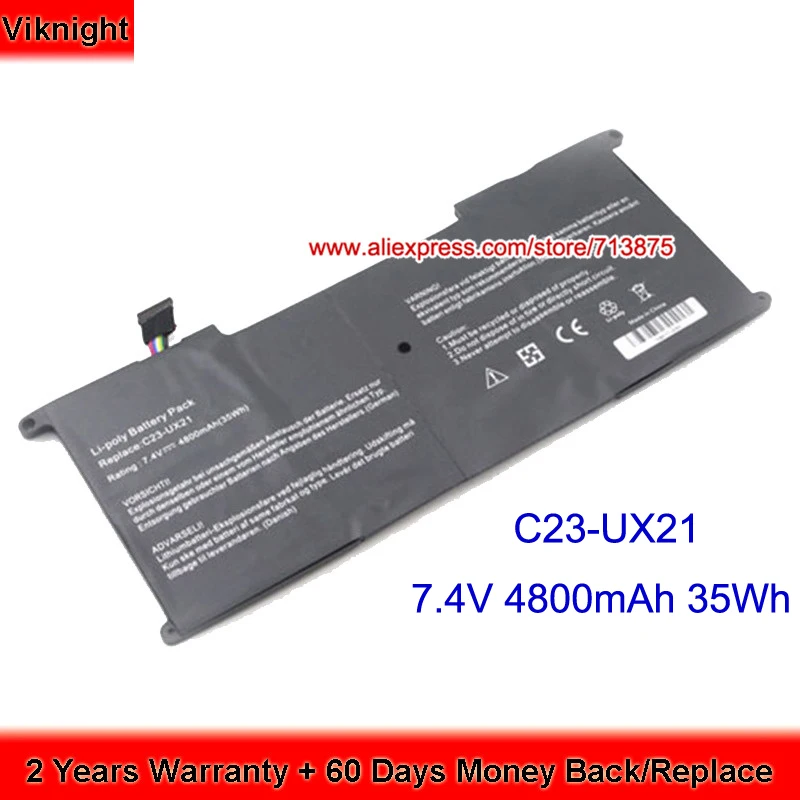 7.4V C23-UX21 Battery For Asus UX21E Zenbook UX21 C23-UX21 UX21A Ultrabook 4800mAh 35Wh 7.4V C23-UX21 Battery For Asus UX21E Zenbook UX21 C23-UX21 UX21A Ultrabook 4800mAh 35Wh