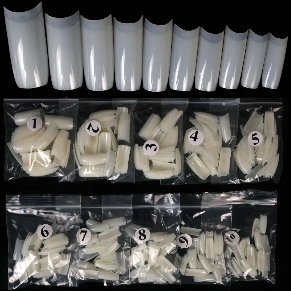 500 шт, обнаженные белые полуострые кончики для ногтей, Южно-французский салонный акриловый дизайн ногтей, накладные кончики для маникюра, советы для салона