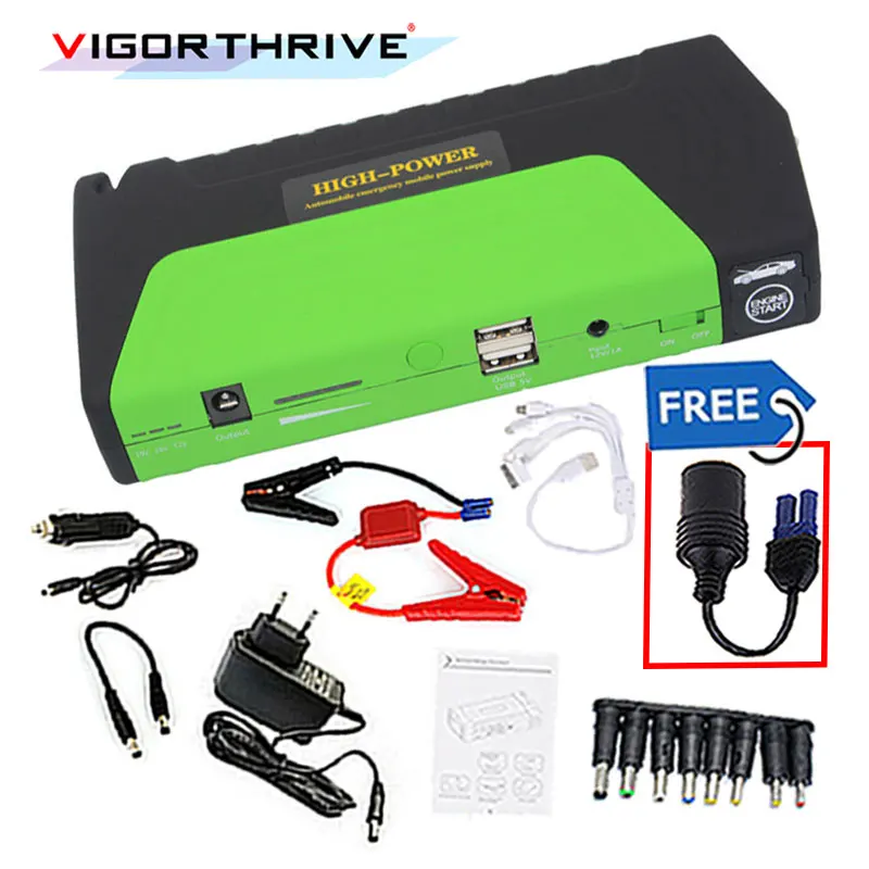 

600A Green Car Jump Starter 12V Portable Power Bank Car Charger Mini Emergency Starting Device for phone battery starter