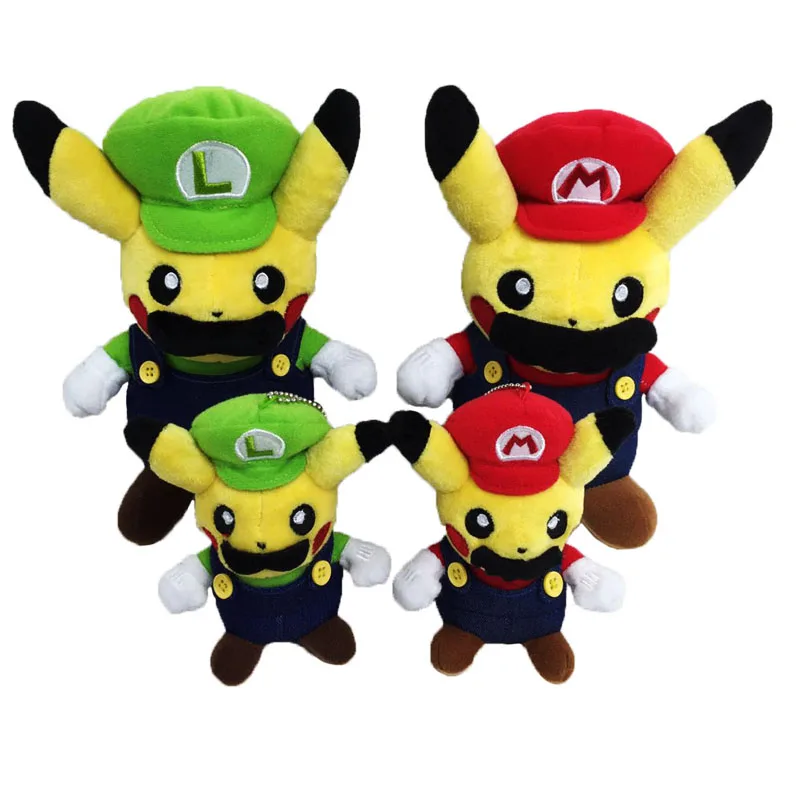 Cartoon Cute Pikachu Cosplay Super Mario Bros Luigi Mario Plush font b Toys b font Soft