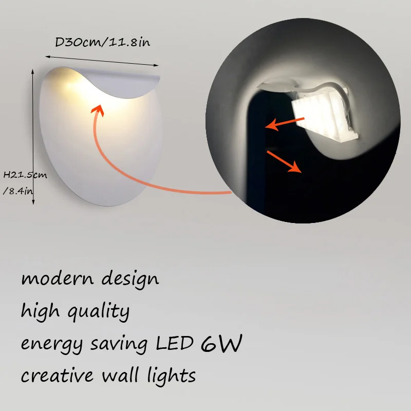 Minimalism LED Wall Mounted Lamp Painted Metal Round Iron LED Wall Light Contemporary Modern Wall sconce Lamp Bedside Light Study Room  (1)