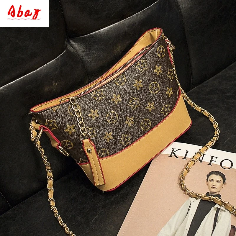 

Abay Summer casual wild women bag 2019 hit color printing chain bucket bag shoulder slung wandering bag