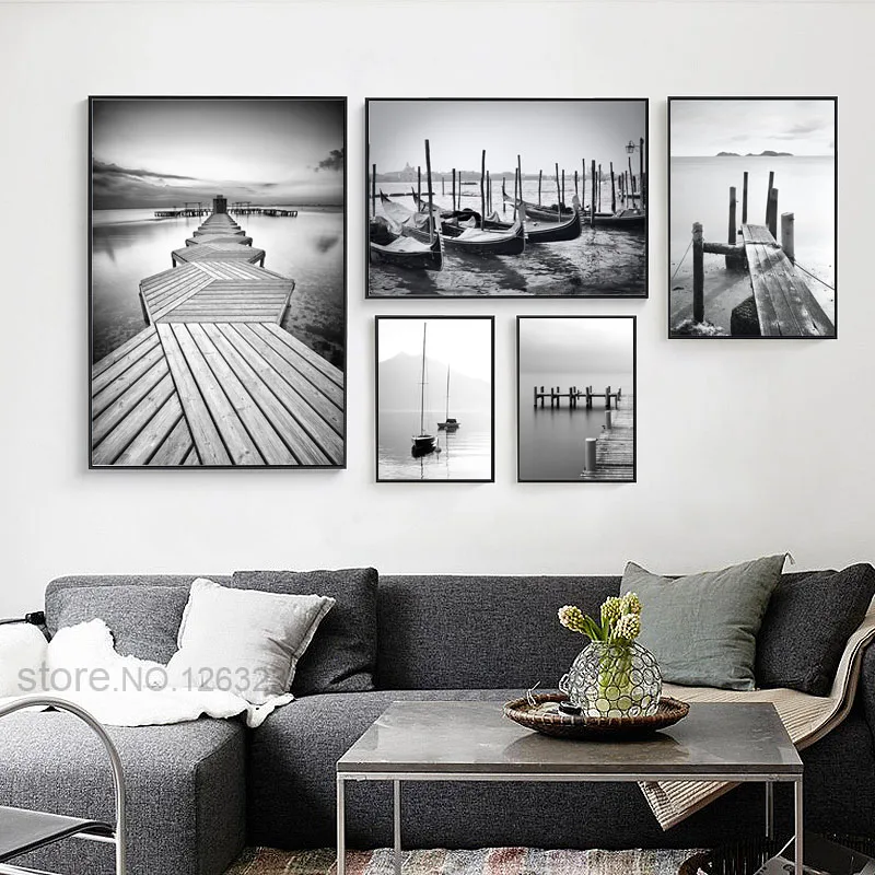 

Grey Ferry Bridge Posters Prints Wall Art Canvas Painting Cuadros Nordic Poster Picture Wall Pictures For Living Room Unframed