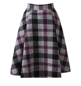 

New autumn female Korean plaid umbrella skirt woolen skirts and long sections