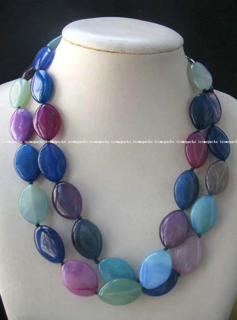 

Hot sell Noble- wholesale 2rows nature jade horse multicolor necklace 19.5
