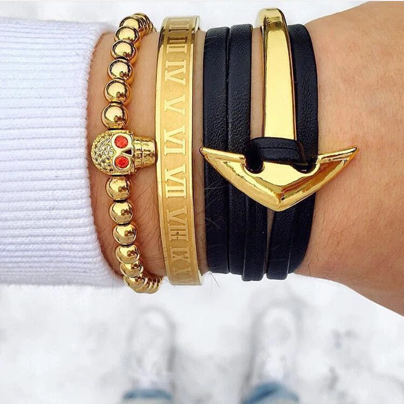 

love Bangles roman numerals gold bracelets for women 316L stainless steel cuff bracelets & bangles gold color women jewelry