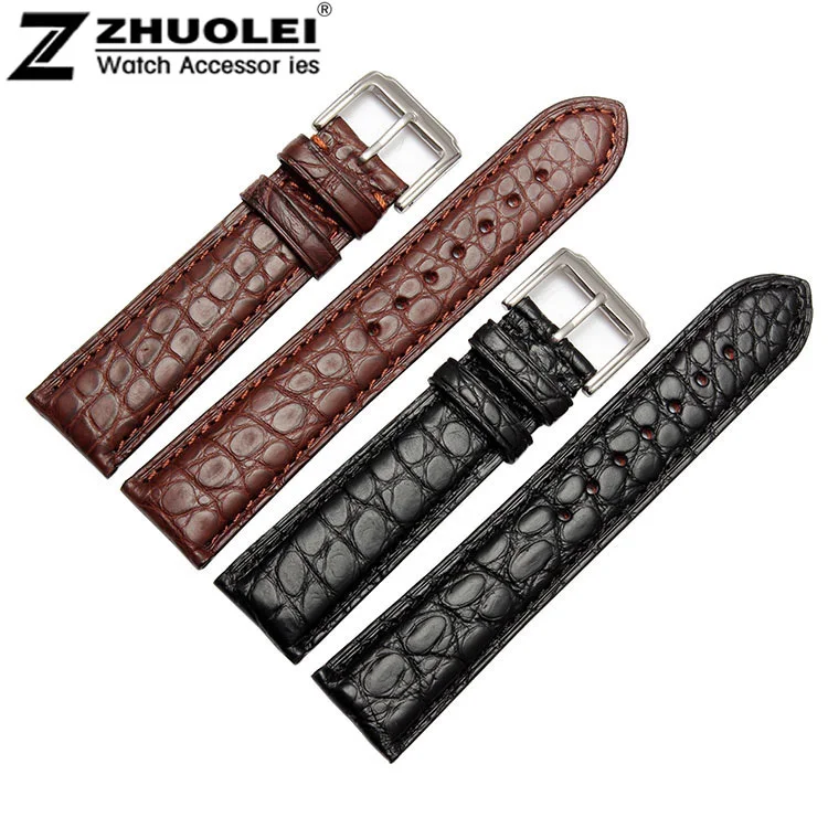 

18mm 19mm 20mm 21mm 22mm 24mm Size Available Black/Brown Genuine Alligator Leather Watch Strap Band Writwatch Buckle