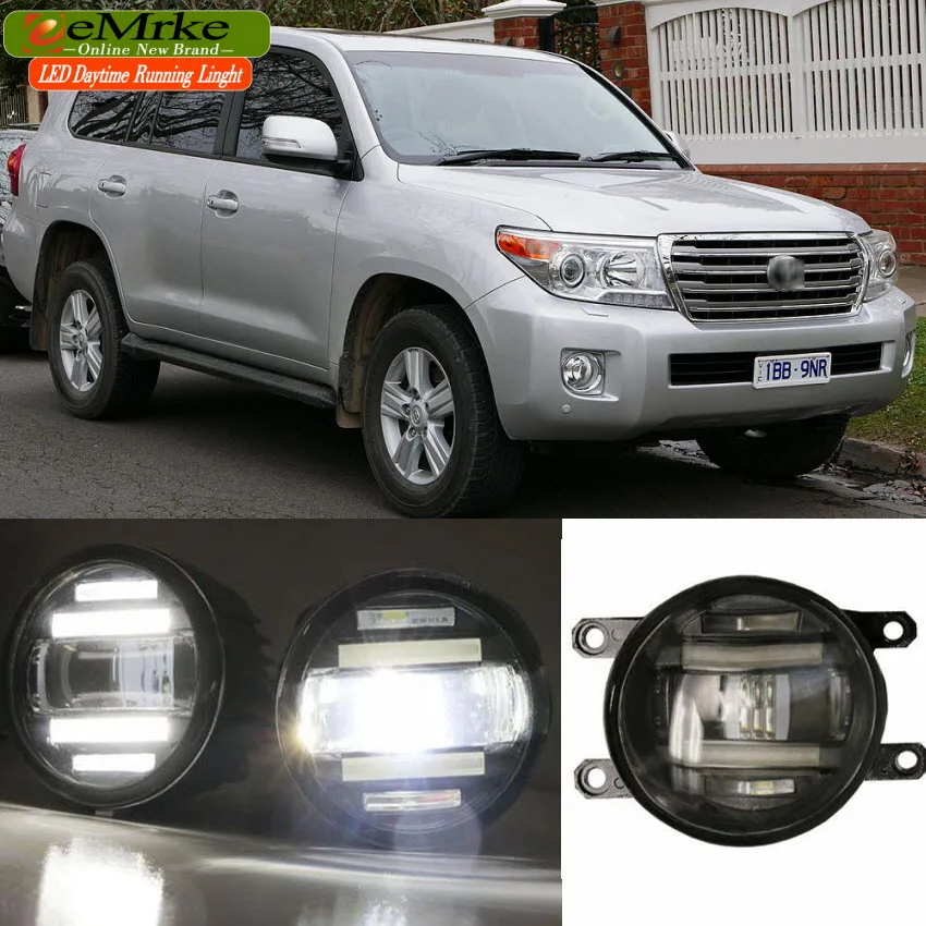 

eeMrke Xenon White High Power 2in1 LED DRL Projector Fog Lamp With Lens For Toyota Land Cruiser UCJ202W VDJ200R VRJ202R