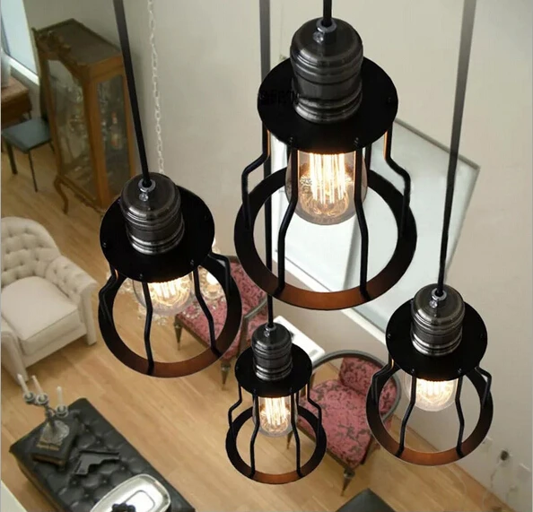 

vintage loft black iron nest cage e27 pendant light Dia 15cm*H25cm for restaurant dining room aisle bar AC 90-265V 1862