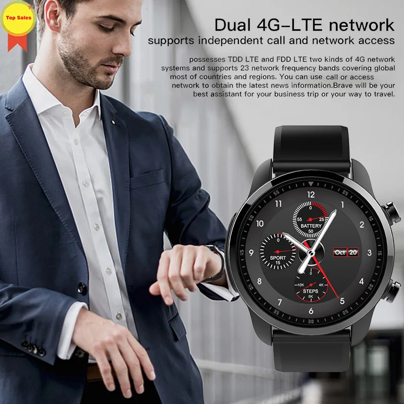 high quality WIFI smart watch Android watch 6.0 OS 2GB+16GB IP68 Waterproof MT6737 GPS Business use 4G Smart Watch Phone IOS men