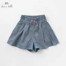DBK9824 dave bella/летние модные однотонные шорты с бантом для маленьких девочек детские штаны детская повседневная одежда для девочек