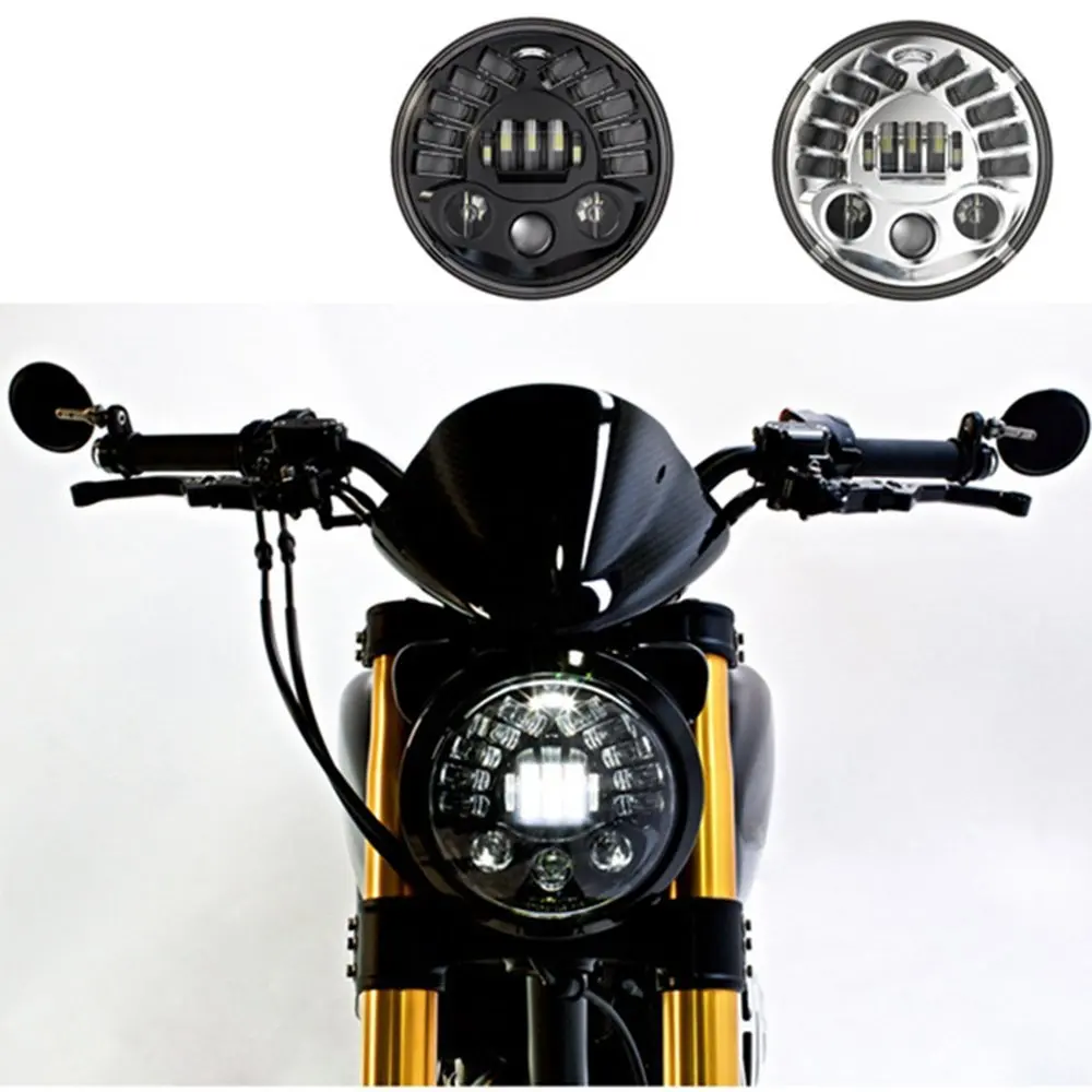 New 7inch LED Harley Motorcycle Headlight Daymaker Black Projector DRL Headlamp for Motorcycle harley Touring