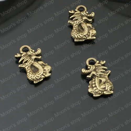 

Wholesale 14*10mm Antique Bronze Chinese Dragon Alloy Charms Pendants Findings Accessories 50 pieces (JM3571)
