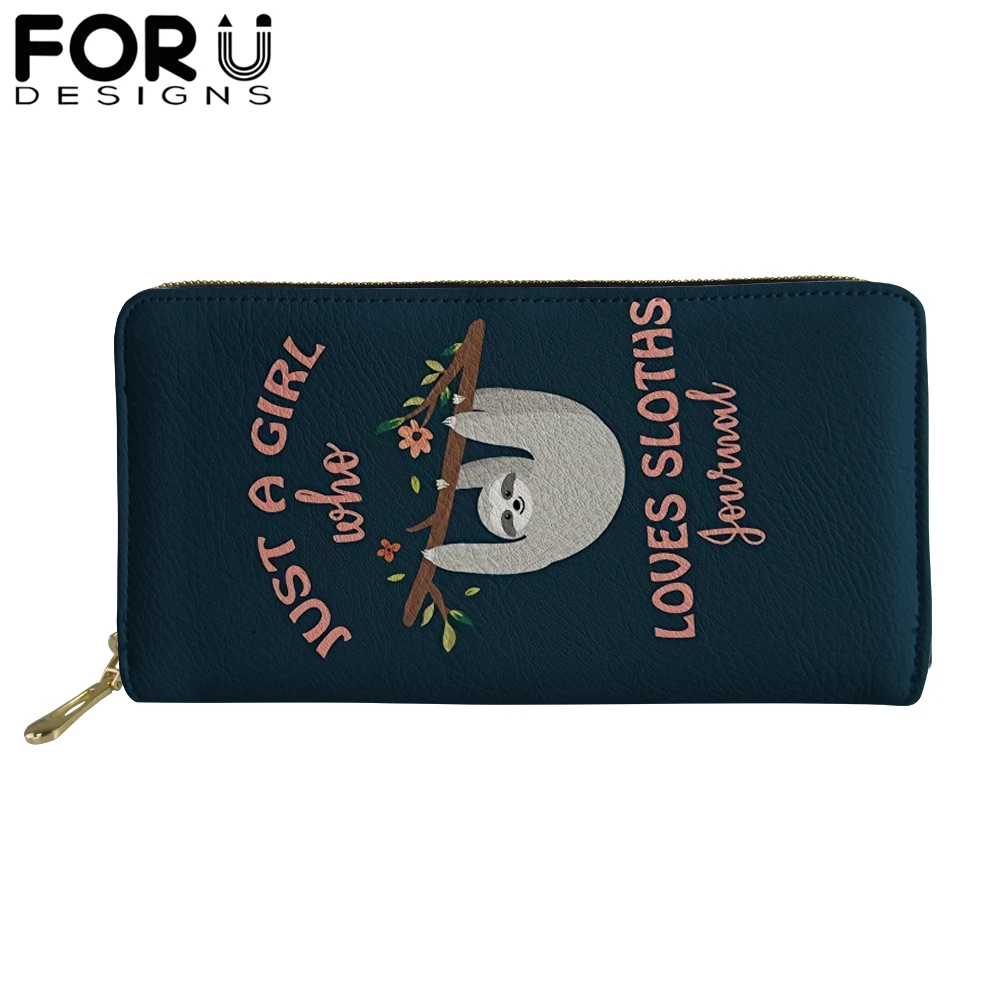 

Brand PU Leather Wallets for Woman Lady Zipper Long Purses with Lovely Sloth Girls High Quality Money Coin Bag Card Holders