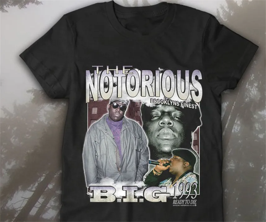 

Rare Notorious B.i.g Source Vintage In Memory Rap T Shirt High Quality Custom Printed Tops Hipster Hip-hop T-shirt