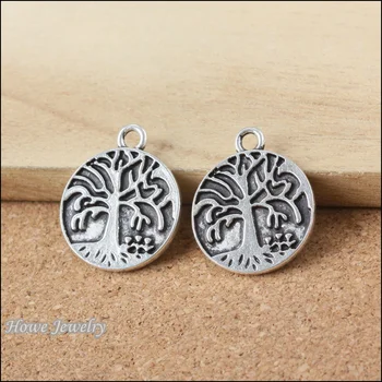 

60pcs vintage round tree pendant Antique silver Pendant DIY European Style jewelry findings B100