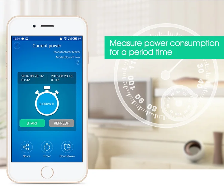 2pcSonoff Pow R2 16A умный Wifi переключатель контроллер с в режиме реального времени измерение энергопотребления устройство «умный дом» через Android IOS