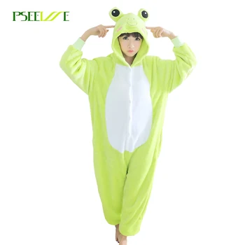 

Flannel Women Pajama Kigurumi Adult Cartoon Nightgown Unisex Homewear Frog Animal Cosplay Winter Warm one piece onesies