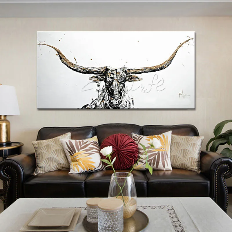 

Bull Oil painting On Canvas Wall Pictures Paintings For Living Room Wall Art Canvas plattle knife modern abstract hand painted