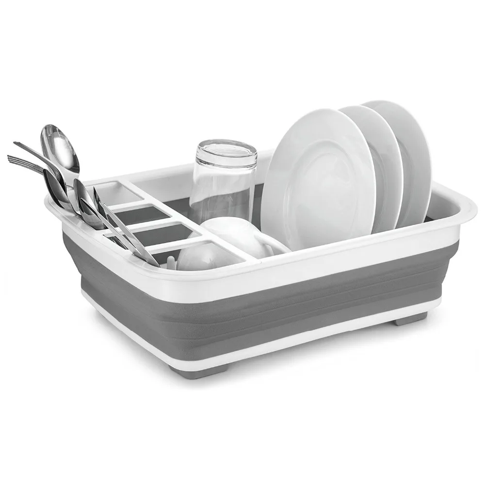

Foldable Dish Rack Kitchen Storage Holder Drainer Bowl Tableware Plate Portable Drying Rack Home Shelf Dinnerware Organizer