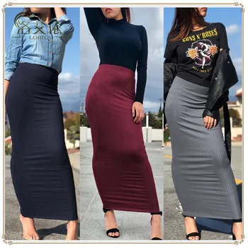 

Women's Muslim Skirt Bottom Long Maxi Skirt Slim Bodycon Pencil Fashion Casual Party Islamic Clothing Femme Dubai Arab Wear Lady