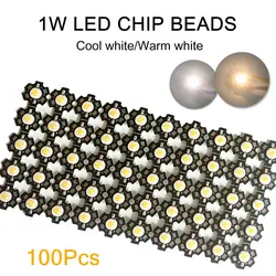 100 шт. светодиодный чип COB с PCB высокой мощности лампы диодный чип SMD 1 Вт лампы круглые прохладные/теплые DIY белые бусины
