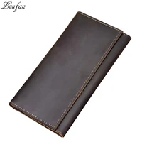 100% Guarantee Crazy Horse Leather Wallet Genuine Leather Long Wallet Men Purse Casual Wallet with big phone pocket,long wallet 1