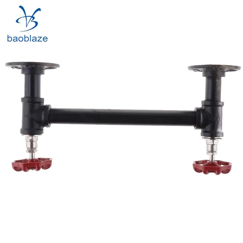 Home Decorative Industrial Rustic Wall Mounted Metal Iron Pipe Toilet Roll Paper Double Holder Towel Rack